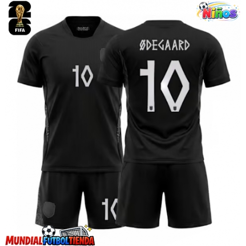 Camiseta Noruega Martin Odegaard #10 Segunda Equipación Replica Mundial 2026 para niños mangas cortas (+ Pantalones cortos)